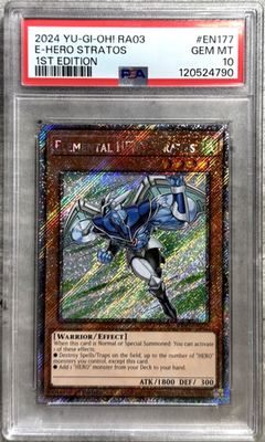 Yugioh Card 1st Edition E-Hero Stratos PSA 10 Gem Mint, RA03-EN177