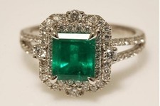 Art Deco 3.20 Ct Natural Emerald Vintage Engagement Ring 925 Sterling Silver