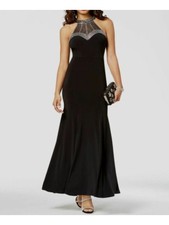 SAY YES TO THE Womens Gown Dress Black Sleeveless Fitted Lined Juniors 1