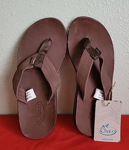 Chaco Brown Leather Flip Flops Sandals Women 6 Outdoor Comfort - Picture 3 of 13