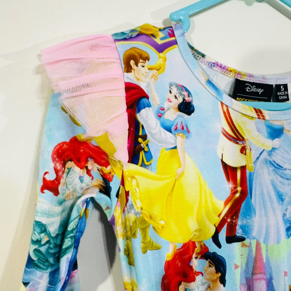 Rock Your Kid RYK Disney Princess Dress Frill Tulle Tutu Dress 5 EUC Pink Blue - image 4 of 4