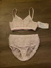 NEW Laura Dare Pink Ruffle Panty Bralette Top Set Girls Sz 4 Holiday USA