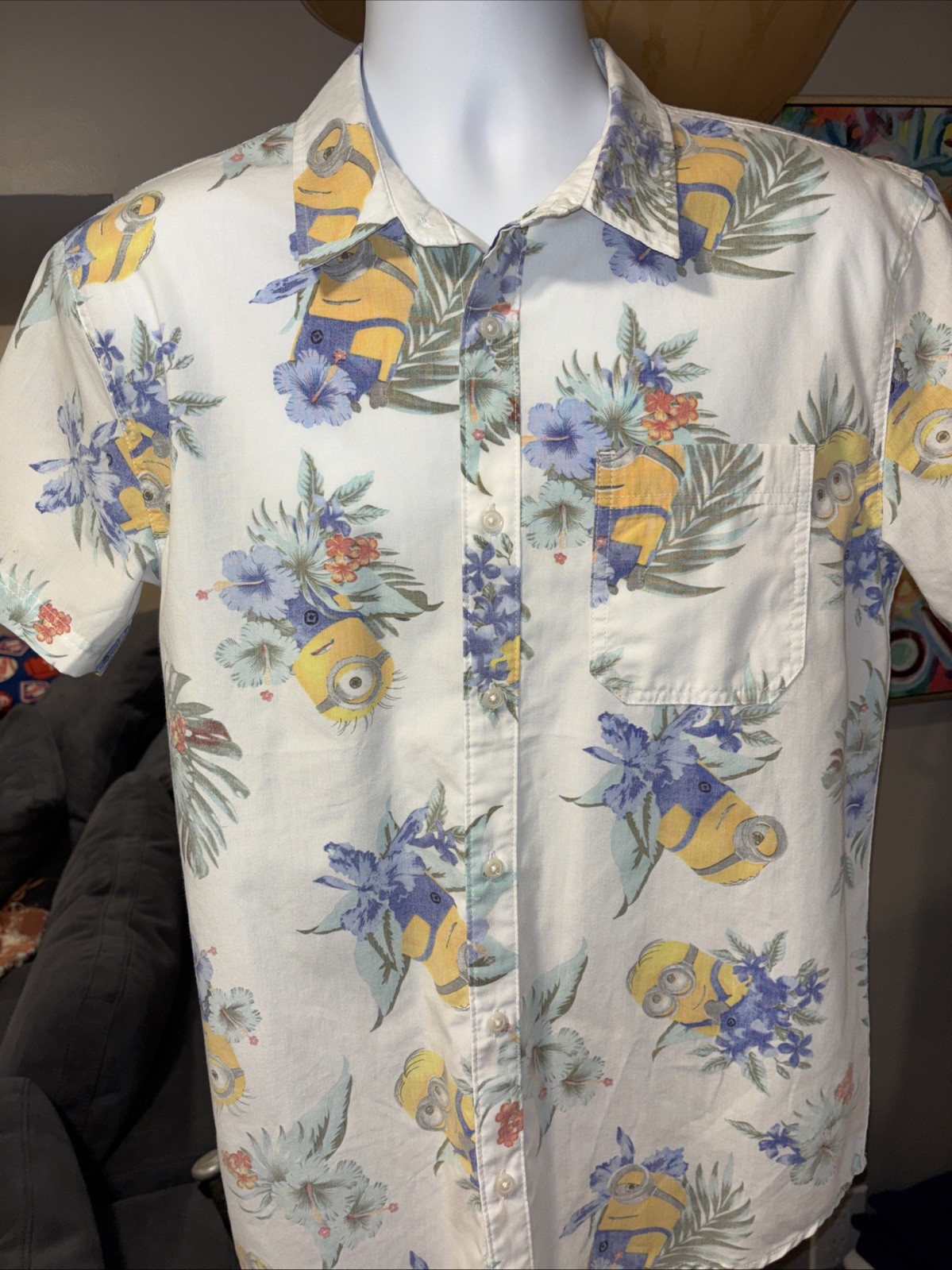 Despicable Me Minions Reverse Pattern Button Down… - image 1