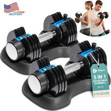 Adjustable Dumbbells Set 5 in 1 15lb 25lb 43lb 55lb weights Set  Single w/ Rack