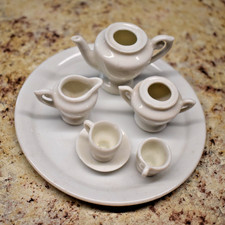 miniature tea set white china made in Japan 7 pieces
