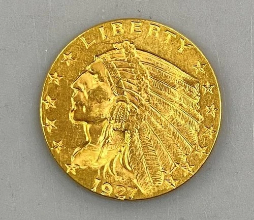 1927 US $2.50 Gold Indian Coin XF+ .1209AGW L23784