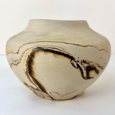 Nemadji Pottery Bowl Vase Pot Minnesota Swirl Design Vintage USA Nemadji Pottery Bowl Vase Pot Minnesota Swirl Design Vintage USA