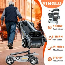 4 Wheel Mobility Scooter for Adults  Seniors, 34 Miles Range  265 lb Capacity