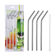 4 Pcs Reusable Metal Drinking Straws 8.5 Inch Stainless Steel Straw 6mm Diame...