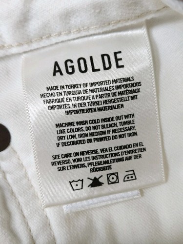 Agolde Womens Fly Button High Rise Distress Mini Denim Shorts White Size 30 - Picture 3 of 5