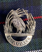 Antique c1890 Scottish Silver Heraldic Clan Crest Glengarry Bonnet Badge S AVALL