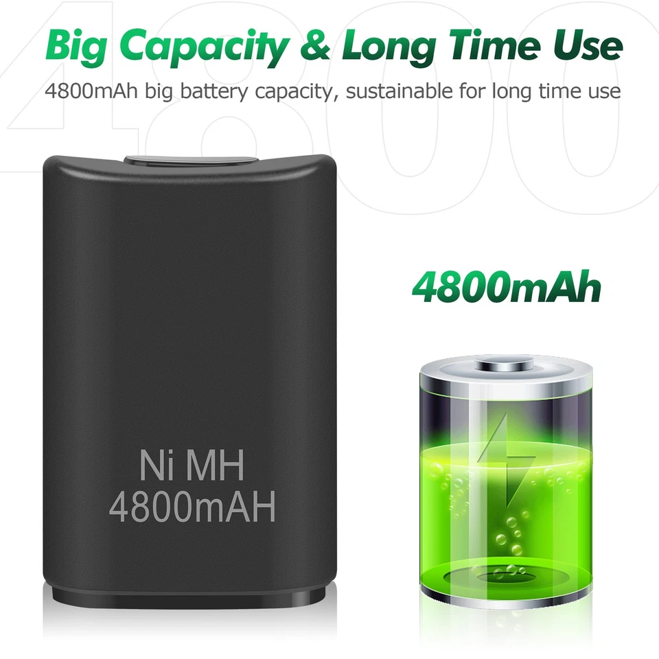 Wiederaufladbare Batterie 4800mAh Akku für Xbox 360 Controller Ladegerät Kabel - Bild 4 von 4