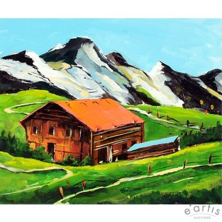 HANS JÖRG HOLUBITSCHKA ORIGINAL OIL PAINTING ALPS HUTS MOUNTAINS RRP: €2380