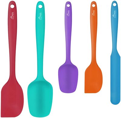 HOTEC Multicolor  Food Grade Silicone Rubber Spatula Set Kitchen Utensils for