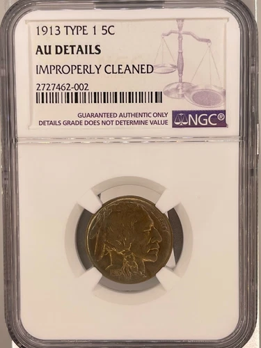 1913 TYPE 1 BUFFALO NICKEL NGC-AU DETAILS