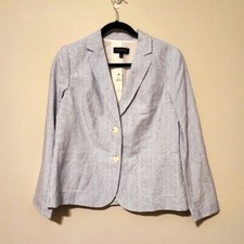 New TALBOTS size 8 Lined Pinstripe 2 Button Blazer Jacket pockets coastal