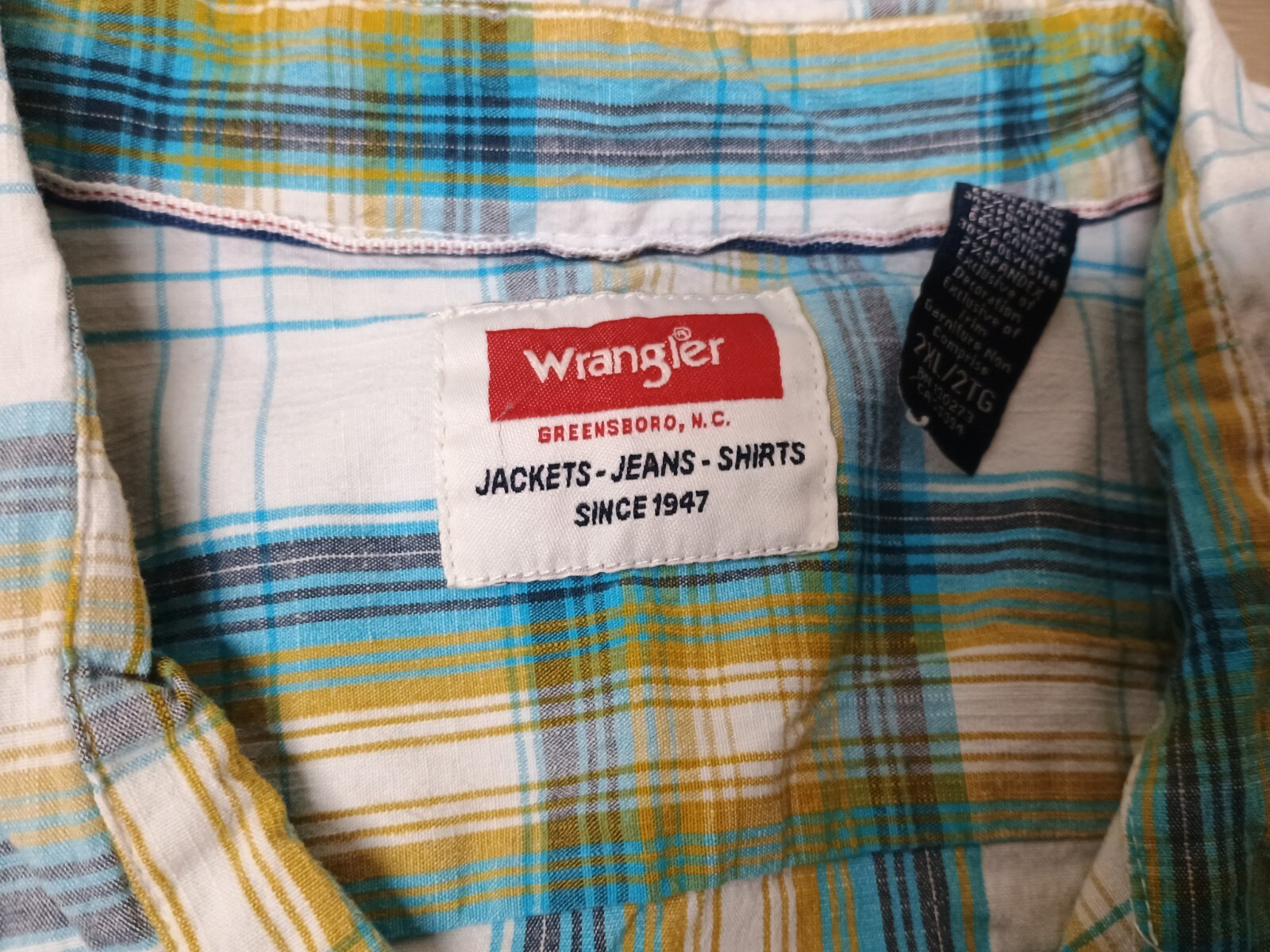 WRANGLER Men’s Plaid Button-Down Long Sleeve Shirt, Sz XXL EX COND image 4