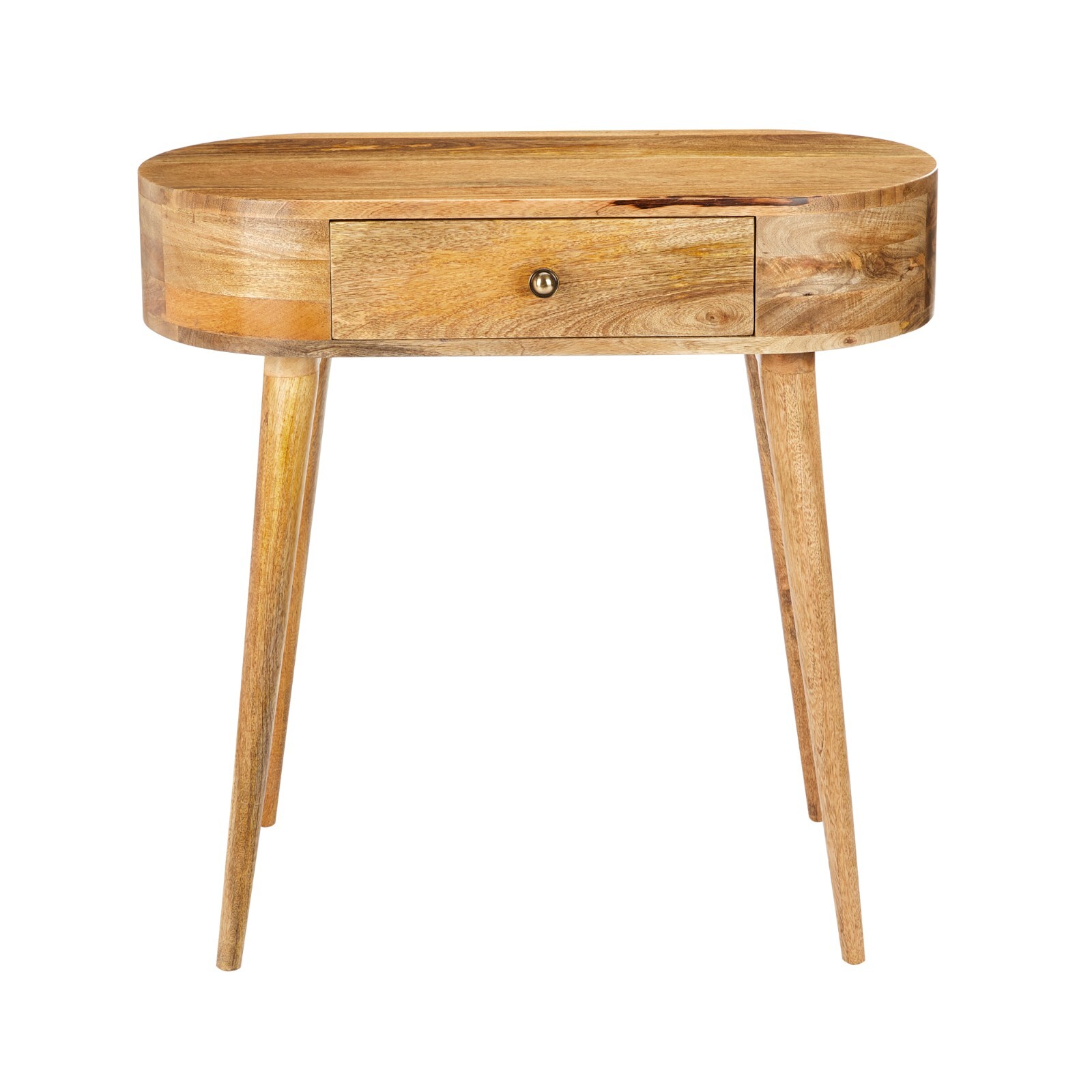 Elm Home And Garden Solid Brown Wood Oval Console Hall Table H78 x W80 x D40cm