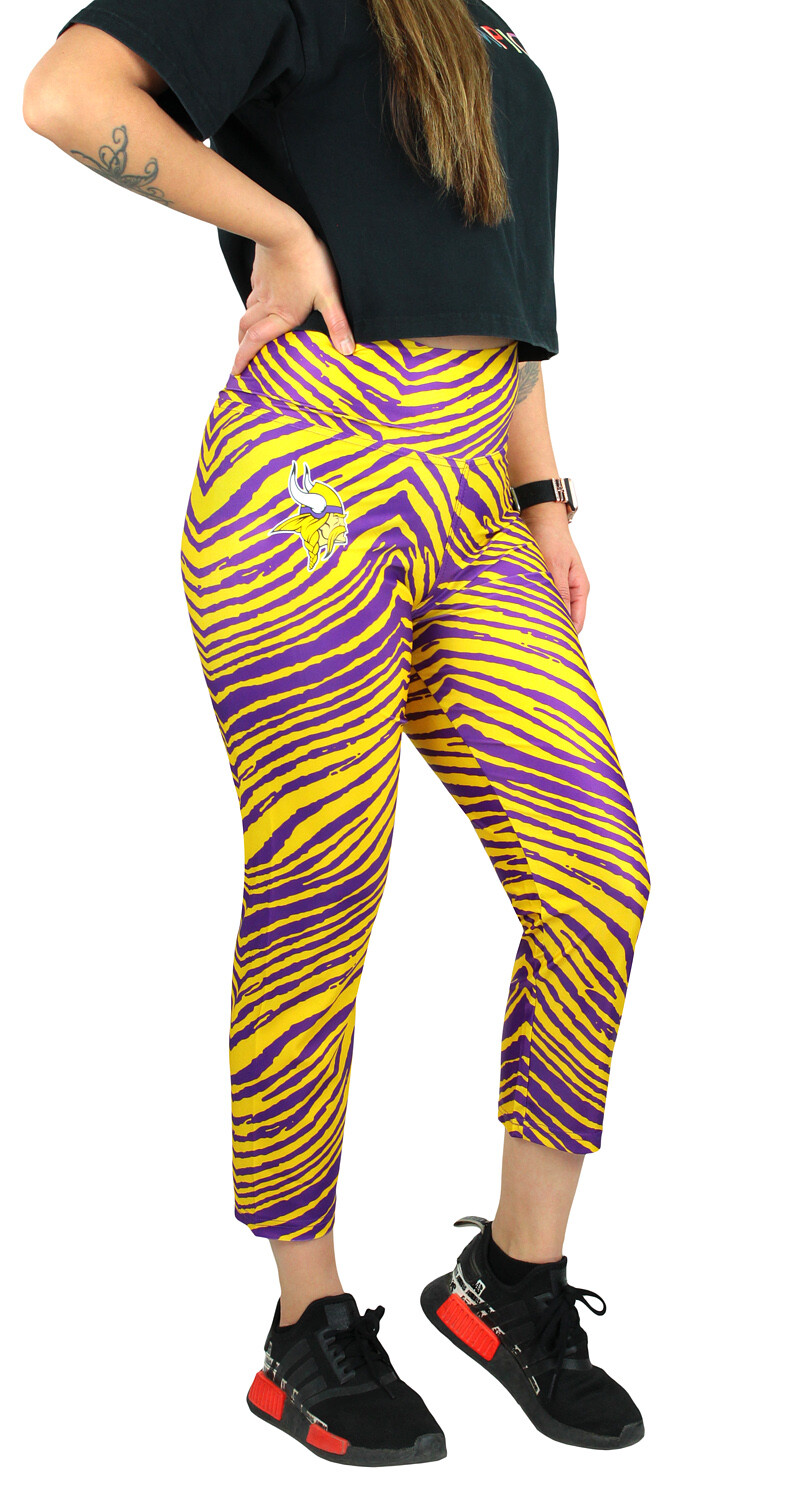Женские леггинсы-капри Zubaz NFL Minnesota Vikings с 2-цветным принтом под зебру