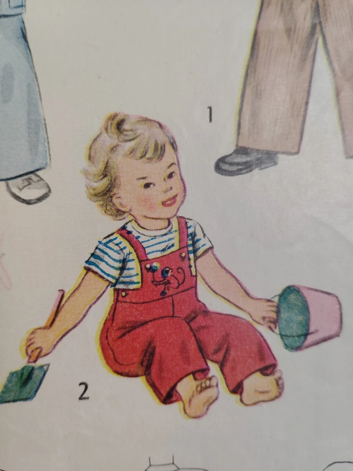 Jacket Hat Bib Overalls Girls Boys 2 2T Simplicity 2562 Sewing Pattern Cut VTG - Image 4 of 4