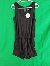 Anrabess Womens SZ L Sleeveless Black Jumper Romper One Piece Loungewear