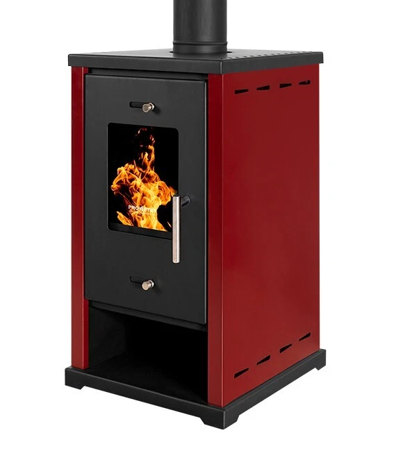 Estufa de leña PROMETEY EKO Mini 9kW Rojo A+ EcoDesign salida Ø130mm - Imagen 4 de 4