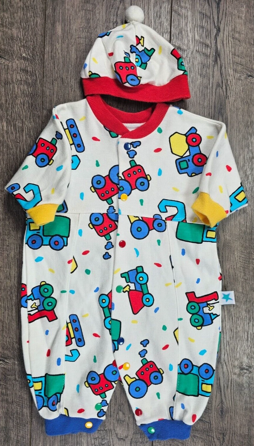 Baby Boy Clothes Vintage Little Me Preemie 2pc Fun Truck Outfit & Hat