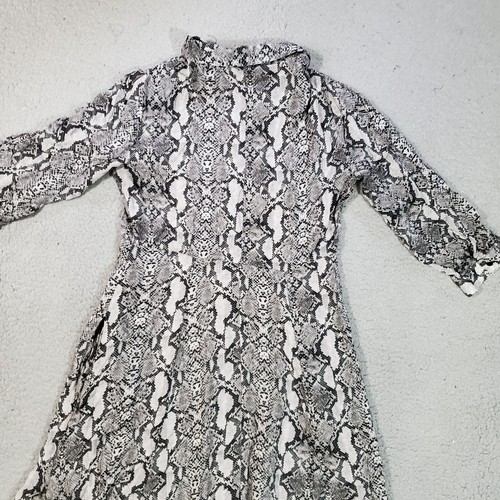 ZARA Dress Womens Medium Black White 3/4 Sleeve Snake Python Pockets Button Up - Picture 15 of 20
