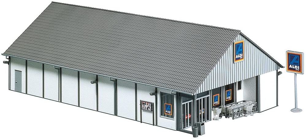 FALLER 1/87 HO Scale ALDI SUPERMARKET w/Glass Front Entrance