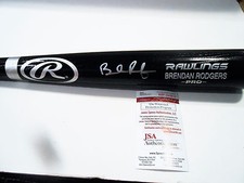 Brendan Rodgers Signed Black Rawlings Pro Bat w/JSA COA Colorado Rockies