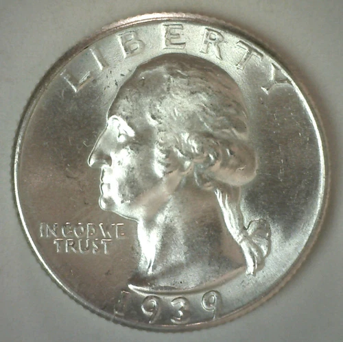 1939 Washington Silver Quarter Uncirculated 25c US BU Coin Philadelphia Mint