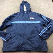 Tennessee Titans Jacket Mens Medium Blue Full Zip Windbreaker Spell Out Logo NFL