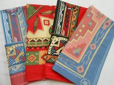 4 Vtg Antique SOUTHWEST Aztec COTTON Paris Wamcraft Biker USA BANDANA Hanky 20"