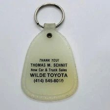 Vtg Wilde Toyota Dealer Advertising Glow in Dark Keychain Fob West Allis WI