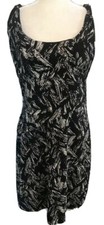 Ann Taylor Dress Size 10 Black Sleeveless Tank Knee Length Brush Stroke Pattern