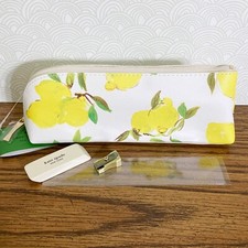 Kate Spade Pencil Pouch Cosmetic Case Travel Bag Faux Leather w Accessories