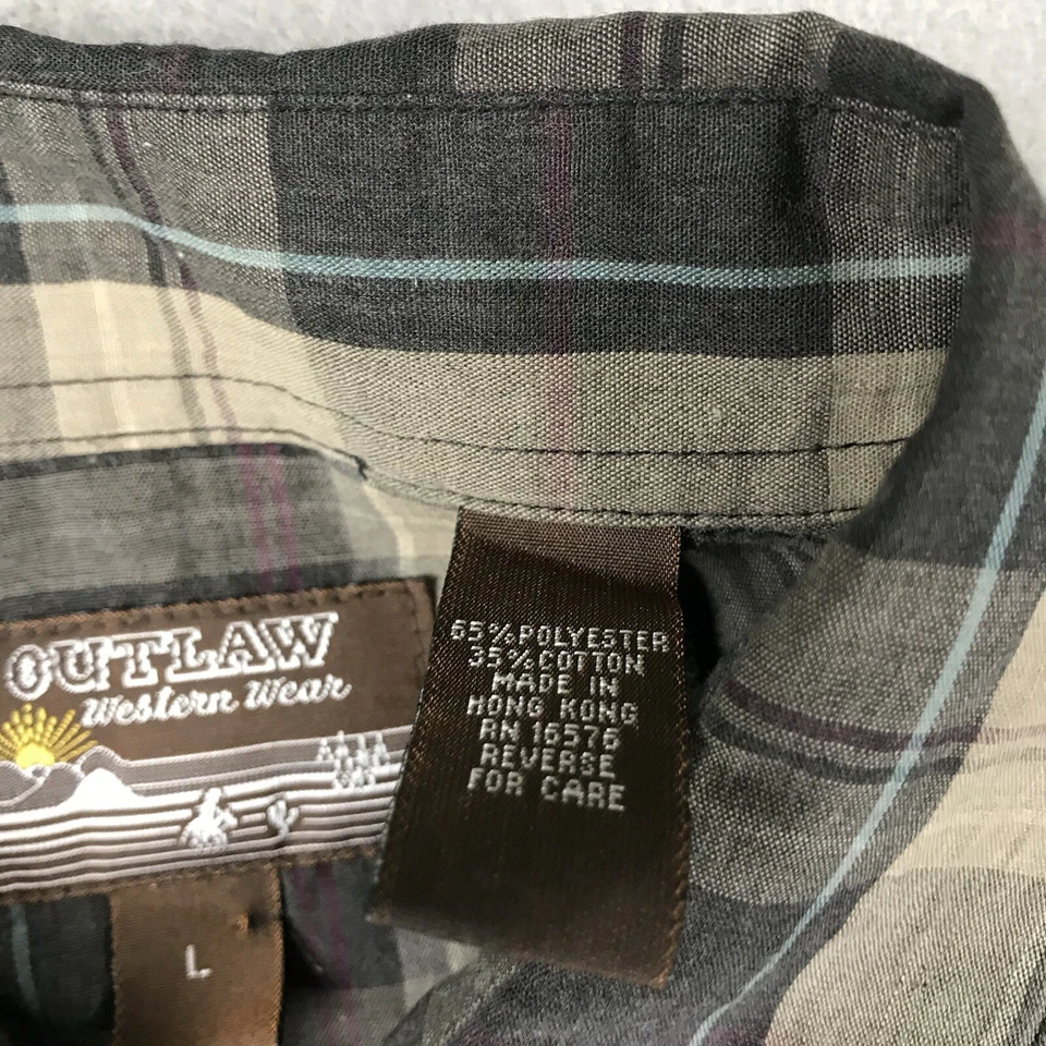 Camisa Outlaw Para Hombre Grande Marrón A Cuadros A Presión Abotonada Ropa Occidental Foto 4 de 4