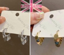 CREOLE hoops SILVER/GOLD TONE discs EARRINGS retro CREOLE mini gipsy chandelier