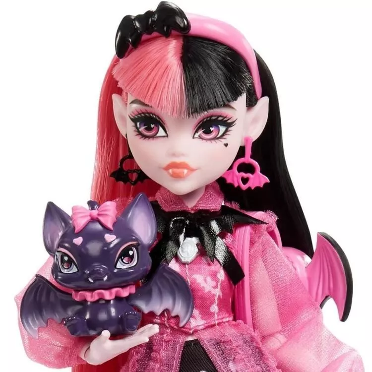 Monster High Draculaura Fashion Doll with Pink & Black Hair, Signature  Look, Accessories & Pet Bat