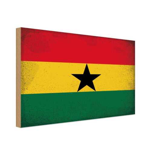 Panneau en bois image en bois 30 x 40 cm Ghana drapeau drapeau cadeau décoration - Photo 1/4