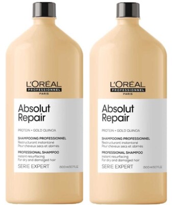 2 X Shampoo Absolut RepaiR ReparadoR Gold Quinoa + ProteiN 1500ML Serie Expert