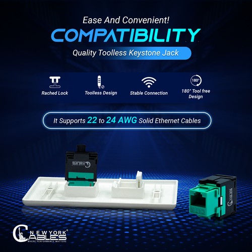 Cat6 Keystone Jack RJ45 Stecker Punch Down Ethernet Kabel Stecker blau 10X - Bild 24 von 40