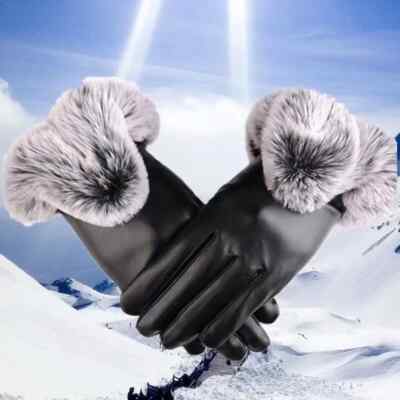 Gants Femme Mitaine En Cuir – Chaud, Tactile, Fausse Fourrure – Multicolore