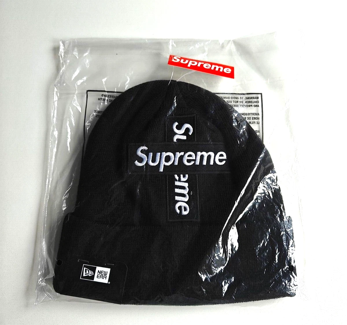 SUPREME / New Era   Bonnet logo Cross Box   Noir   FW20 2020 NEUF SCELLÉ