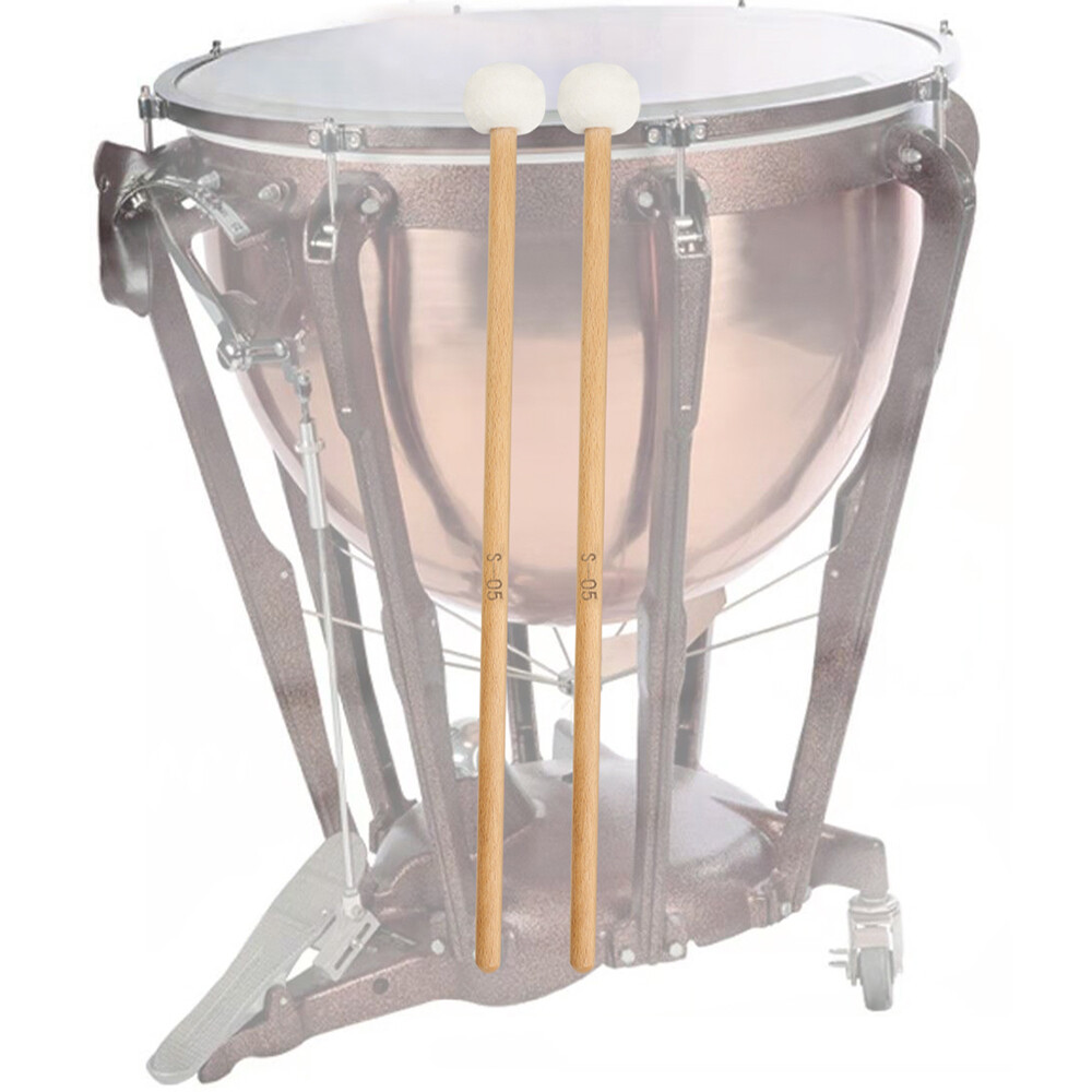 1 Pair Timpani Mallets Percussion Drum Sticks Wooden Handle Soft Felt