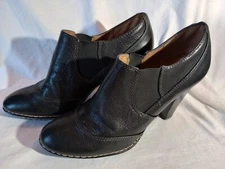 Sofft Ankle Boots Size 8.5M Black Leather Upper 3" High Heel Round Toe