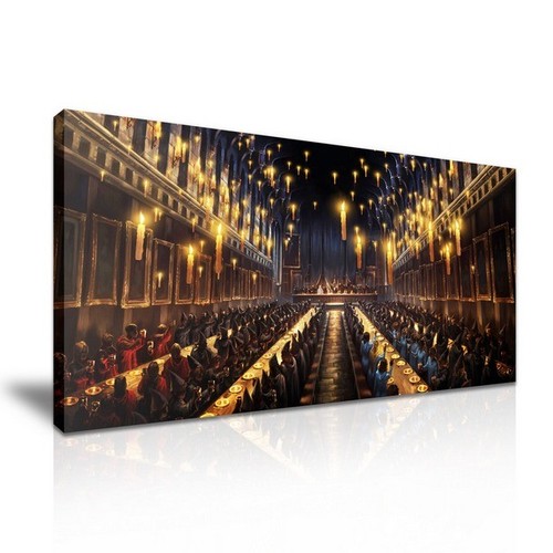 HARRY POTTER Hogwarts Hall Stretched Canvas Print Wall Art Home