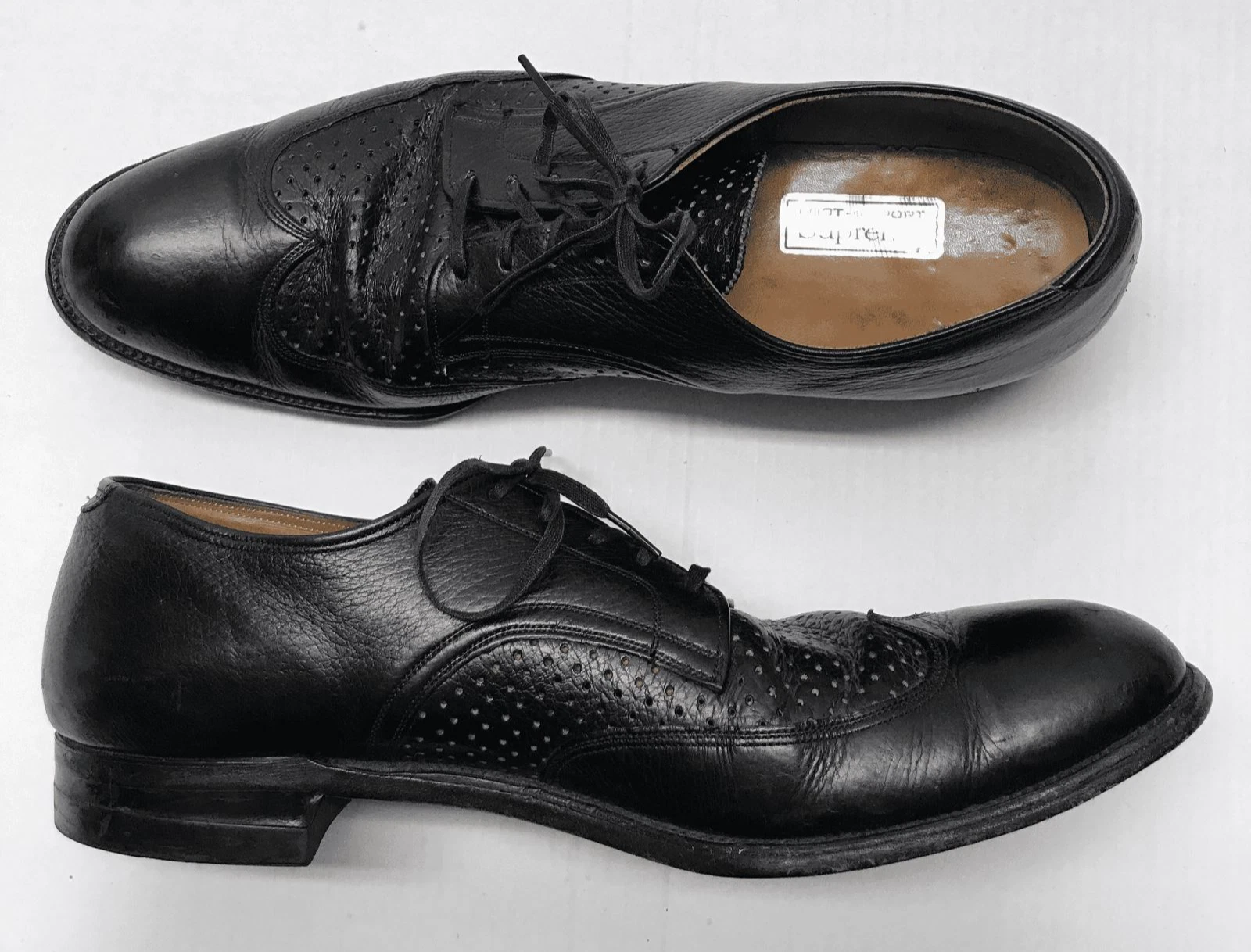 Chaussures habillées homme Foot So Port Supreme bout d'aile 13AAA cuir noir à lacets très bon état