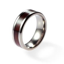 8mm Titanium Wedding Ring Wood Inlay Comfort Fit Titanium Band Free Engraving