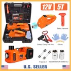 5 Ton 12V Electric Hydraulic Car Jack Lift Kit Impact Wrench for Emergency Tyre